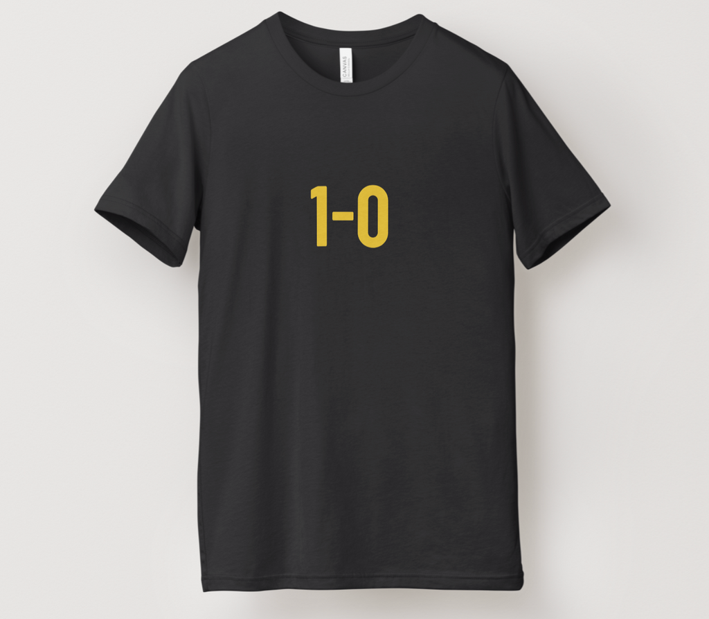 Desert Dawgs Performance T-Shirt – 1-0 Gold Front & Golden Dawgs Logo Back | Moisture-Wicking | Black | Youth & Adult Sizes
