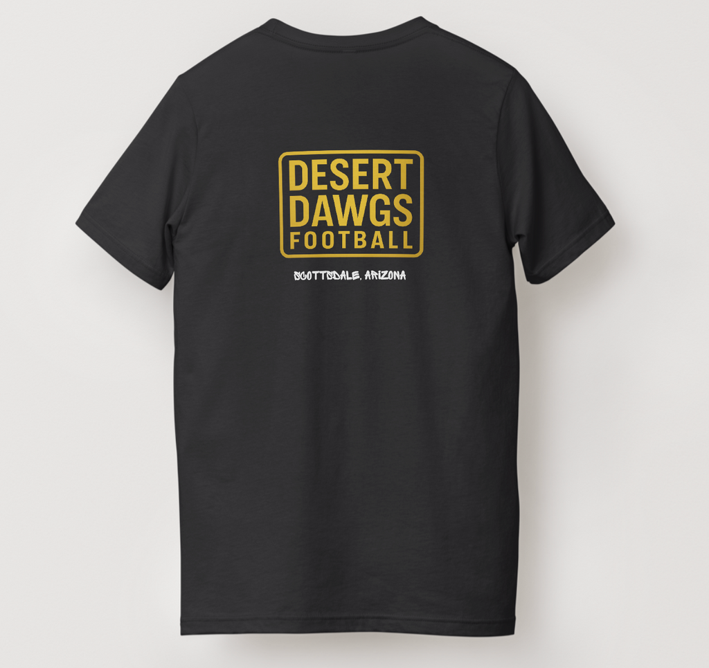 Desert Dawgs T-Shirt – “NEXT PLAY” Goldfish Front & Scottsdale, AZ Logo Back | Performance Fit | Black | Youth & Adult Sizes