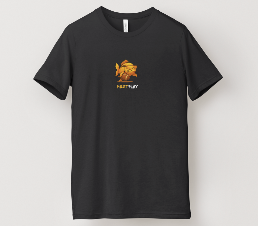 Desert Dawgs T-Shirt – “NEXT PLAY” Goldfish Front & Scottsdale, AZ Logo Back | Performance Fit | Black | Youth & Adult Sizes