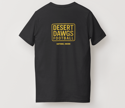 Desert Dawgs Performance T-Shirt – “GOLD Blooded” Front & Team Logo Back | Moisture-Wicking | Black | Youth & Adult Sizes