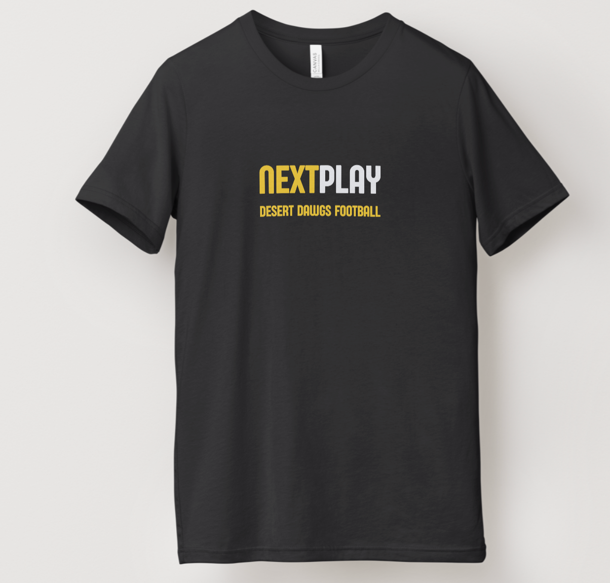 Desert Dawgs Performance T-Shirt – “Next Play” Front & Goldfish Mentality Back | Moisture-Wicking | Black | Youth & Adult Sizes
